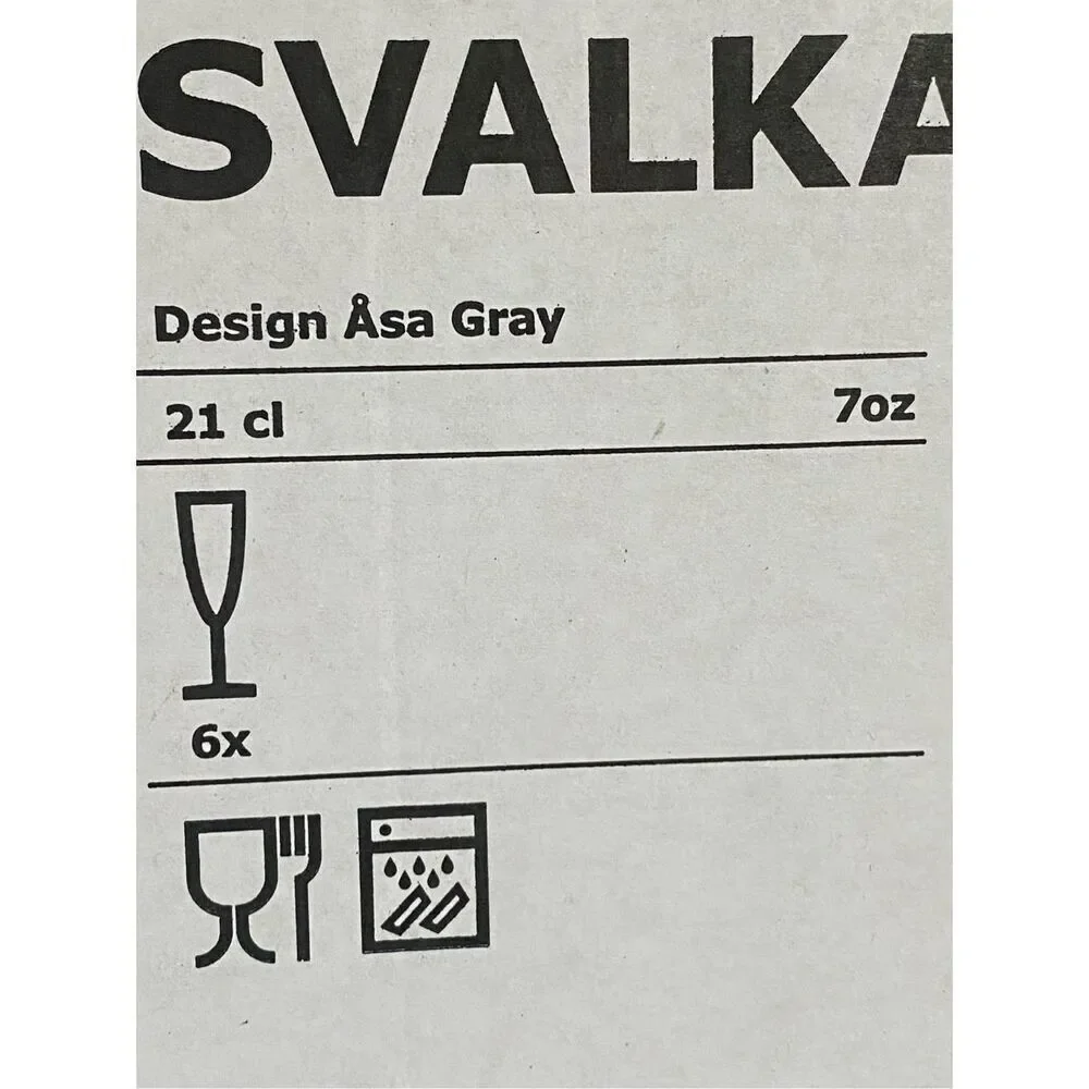 IKEA Set of 6 Svalka Champagne Flute Glasses by Asa Gray 7 oz. Wedding Christmas